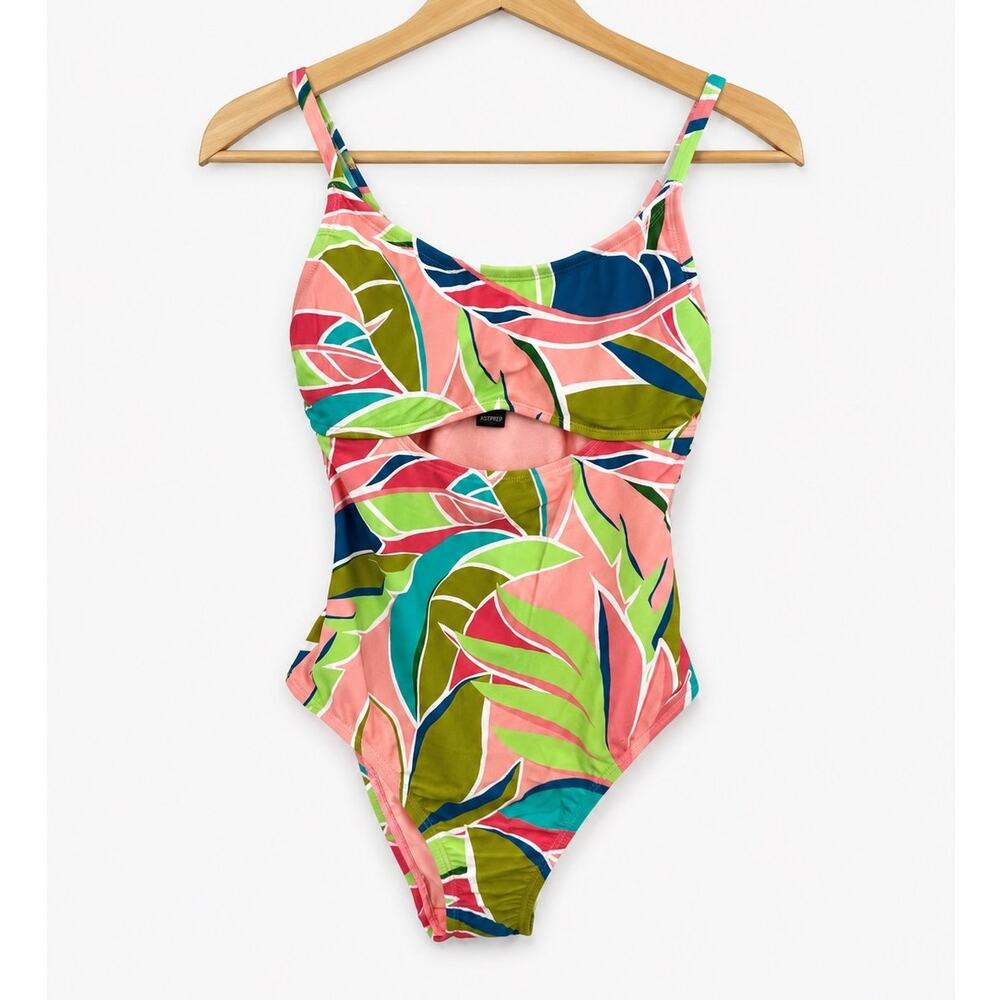 Hurley Women's Small One Piece Swimsuit Tropical Leaf Cutout Monokini Pink